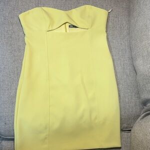 Zara Strapless Dress in Bright Yellow